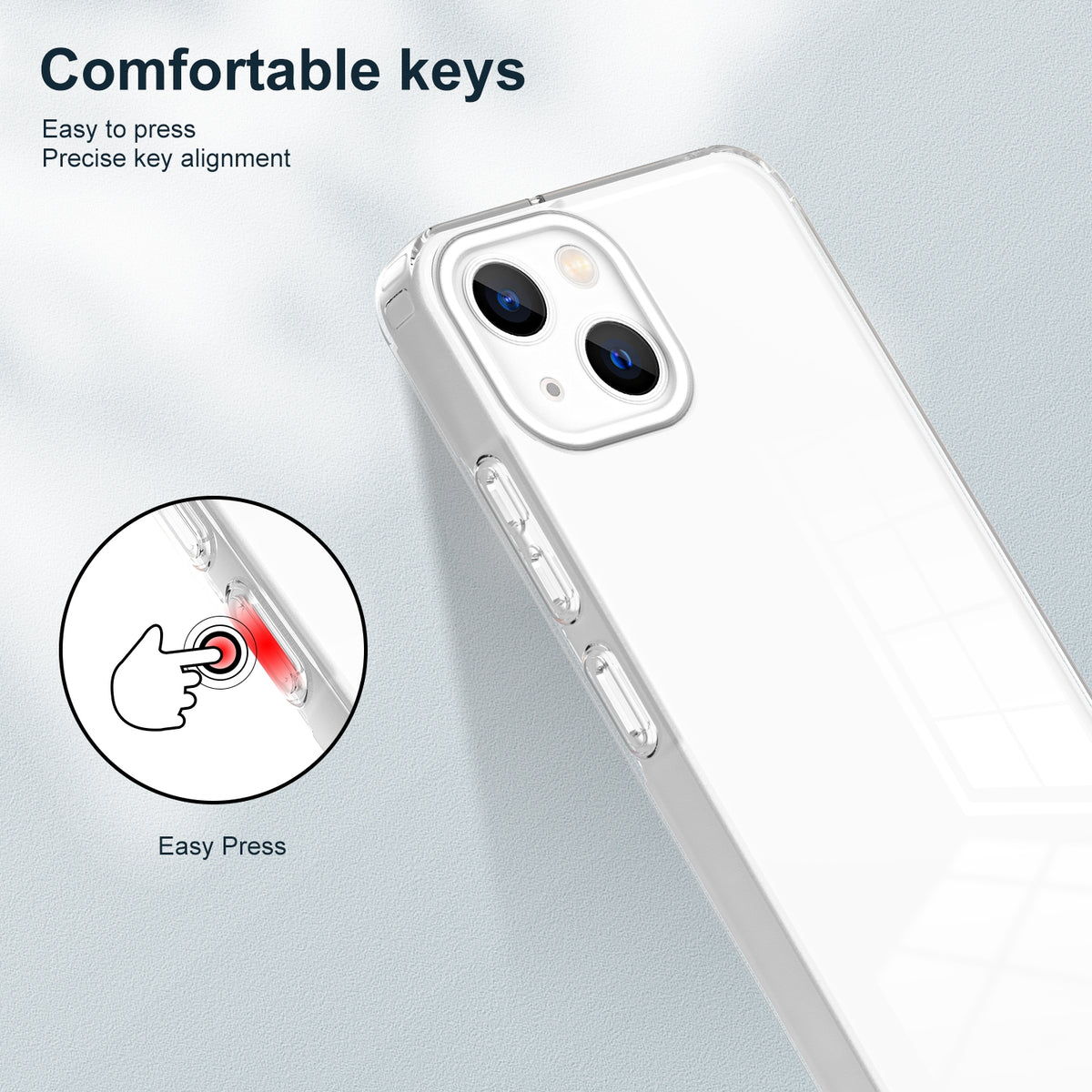 ELECTROPRIME For iPhone 15 Plus 3 in 1 Clear TPU Color PC Frame Phone Case(White)