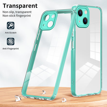 ELECTROPRIME For iPhone 15 3 in 1 Clear TPU Color PC Frame Phone Case(Light Green)