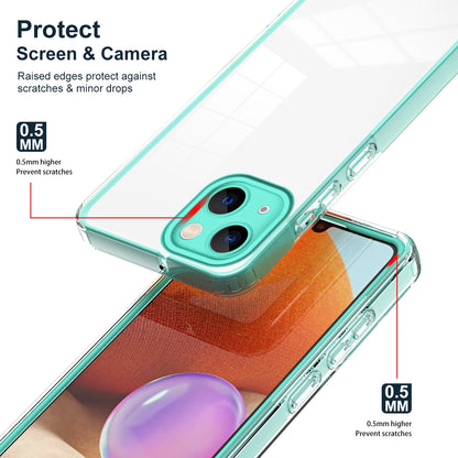 ELECTROPRIME For iPhone 15 3 in 1 Clear TPU Color PC Frame Phone Case(Light Green)