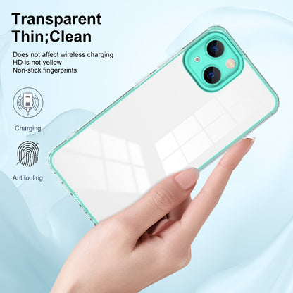 ELECTROPRIME For iPhone 15 3 in 1 Clear TPU Color PC Frame Phone Case(Light Green)
