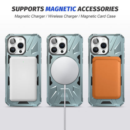 ELECTROPRIME For iPhone 15 Plus MagSafe Magnetic Shockproof Phone Case with Ring Holder(Green)