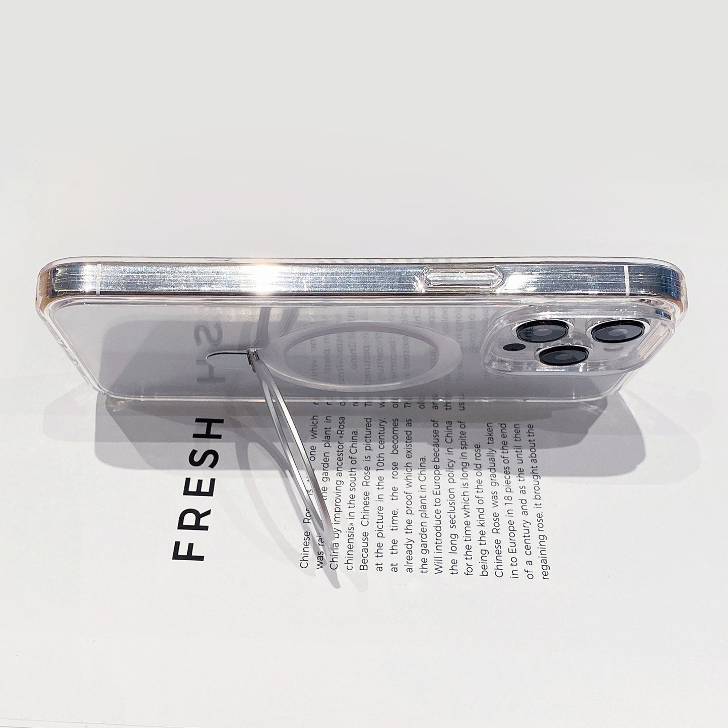 ELECTROPRIME For iPhone 15 Glitter MagSafe Magnetic Phone Case with Stand(Transparent White)