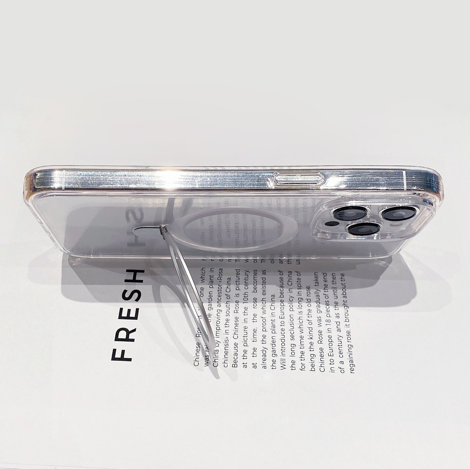 ELECTROPRIME For iPhone 15 Glitter MagSafe Magnetic Phone Case with Stand(Transparent White)