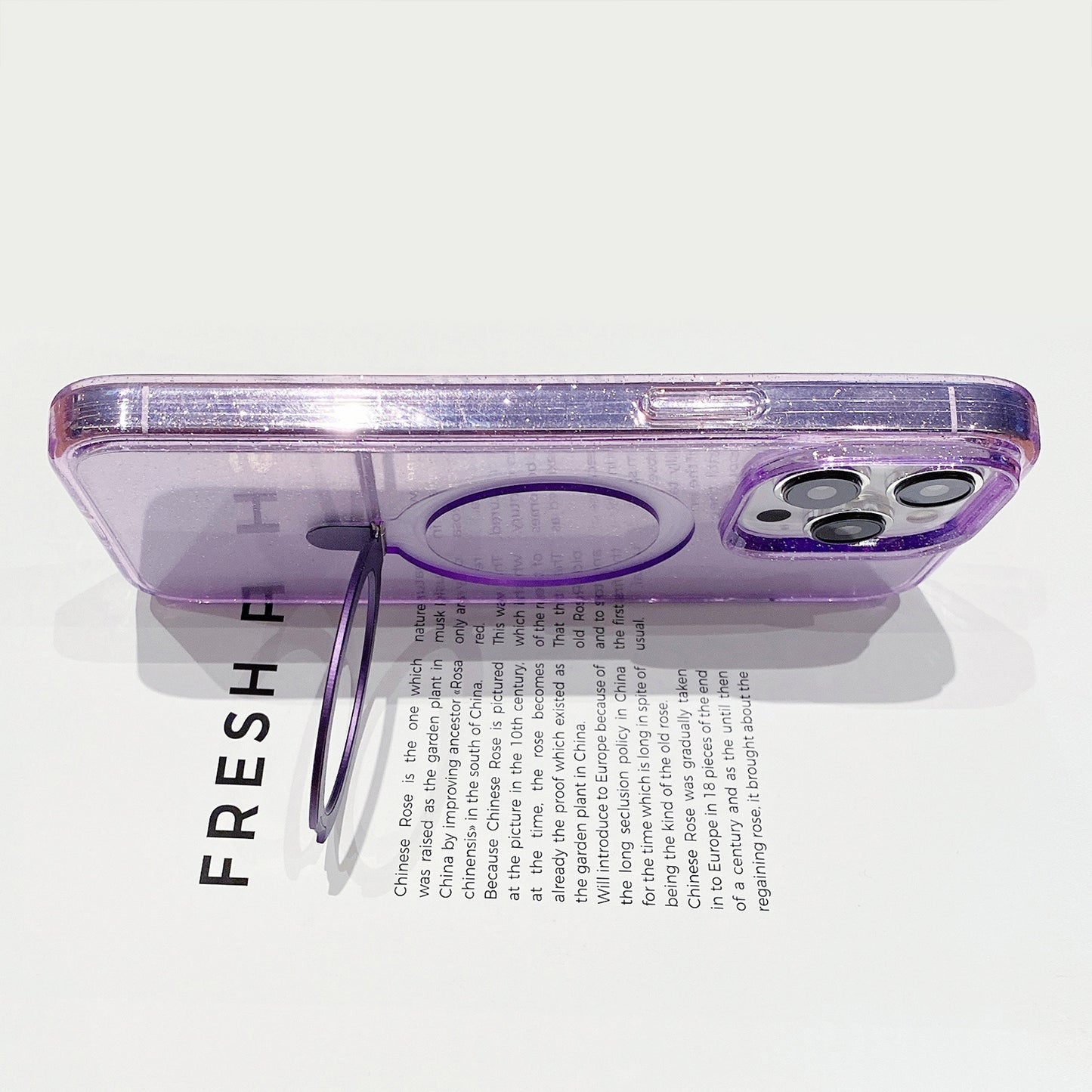 ELECTROPRIME For iPhone 15 Glitter MagSafe Magnetic Phone Case with Stand(Purple)