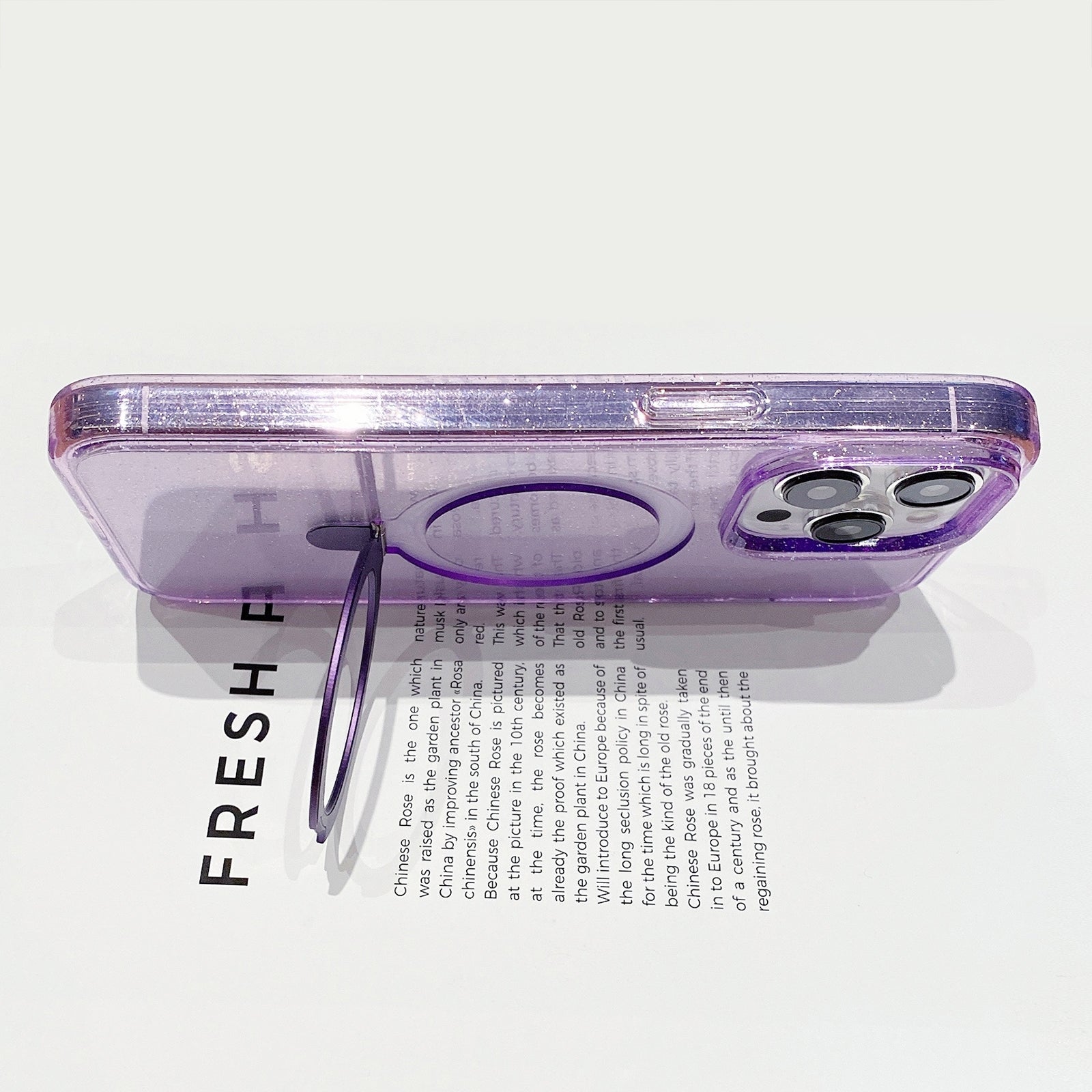 ELECTROPRIME For iPhone 15 Glitter MagSafe Magnetic Phone Case with Stand(Purple)