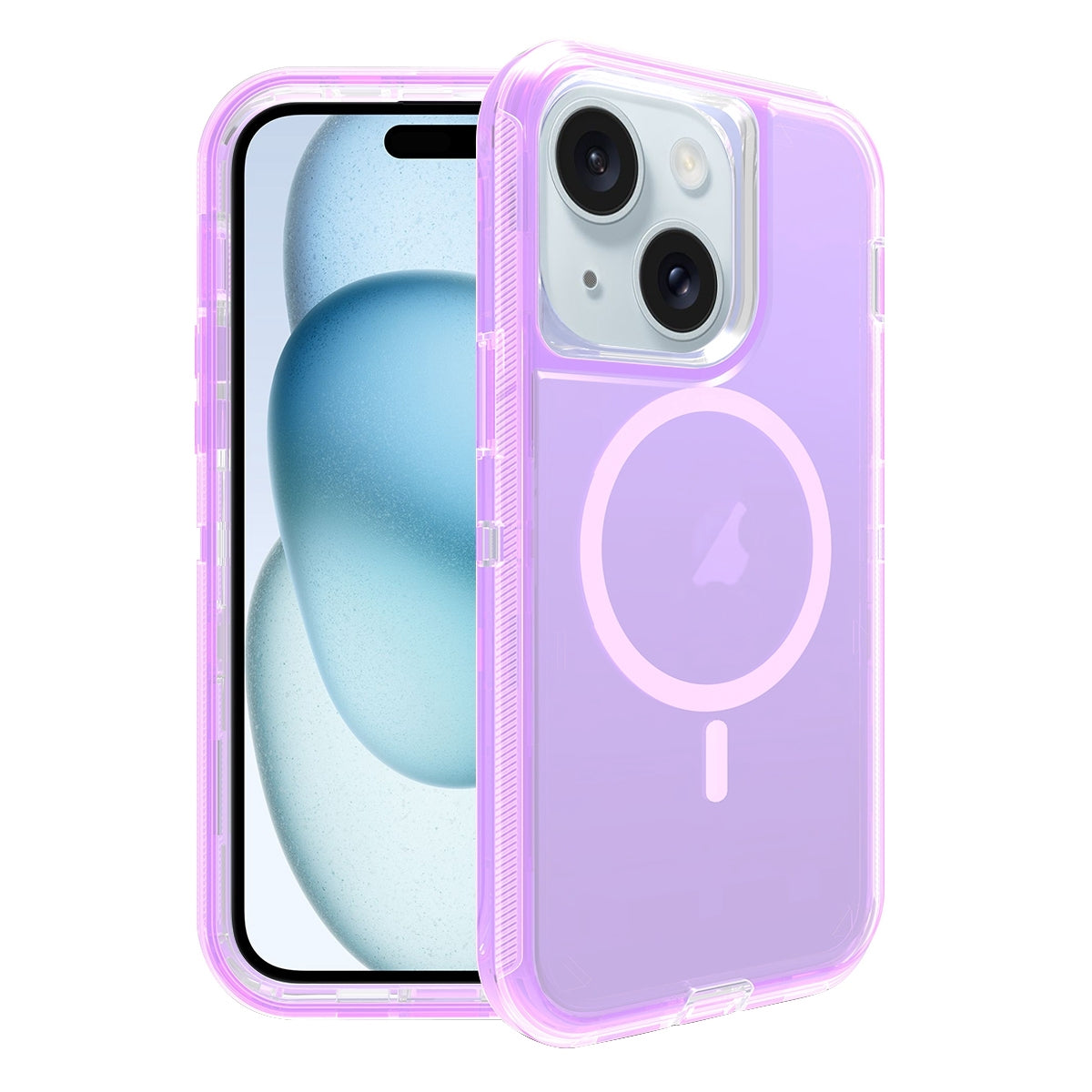 ELECTROPRIME For iPhone 15 Plus Shockproof MagSafe Magnetic Phone Case(Transparent Purple)