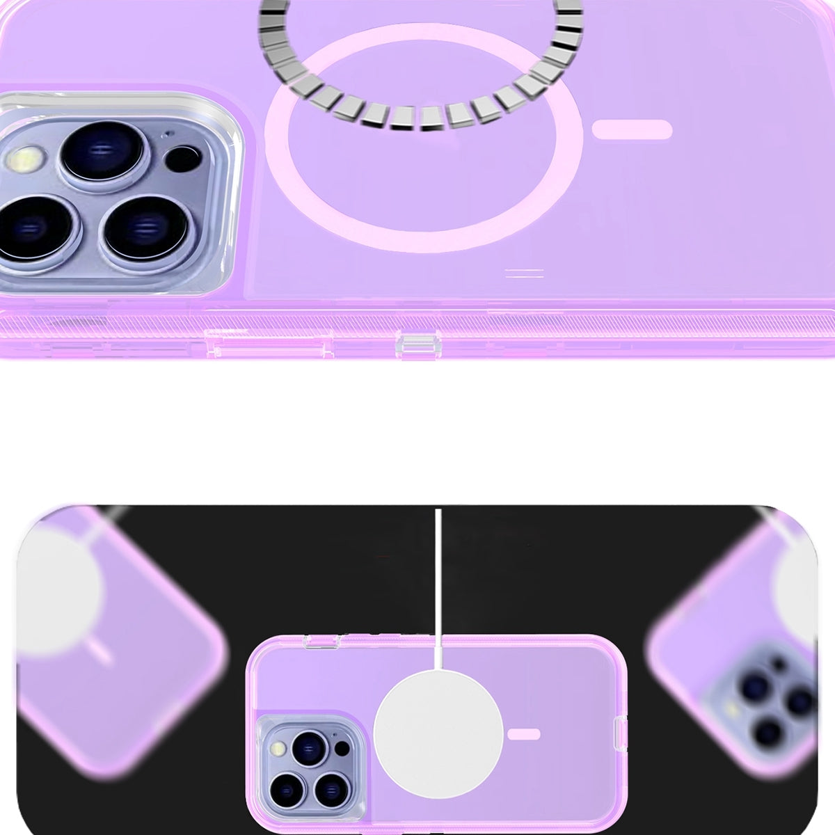 ELECTROPRIME For iPhone 15 Plus Shockproof MagSafe Magnetic Phone Case(Transparent Purple)