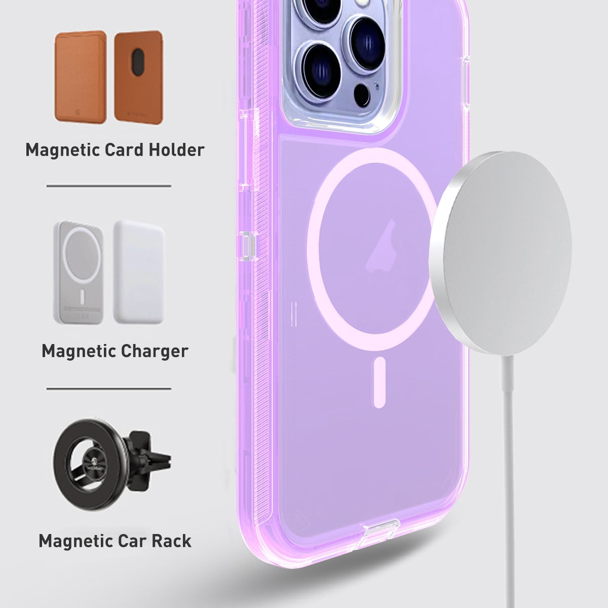 ELECTROPRIME For iPhone 15 Plus Shockproof MagSafe Magnetic Phone Case(Transparent Purple)