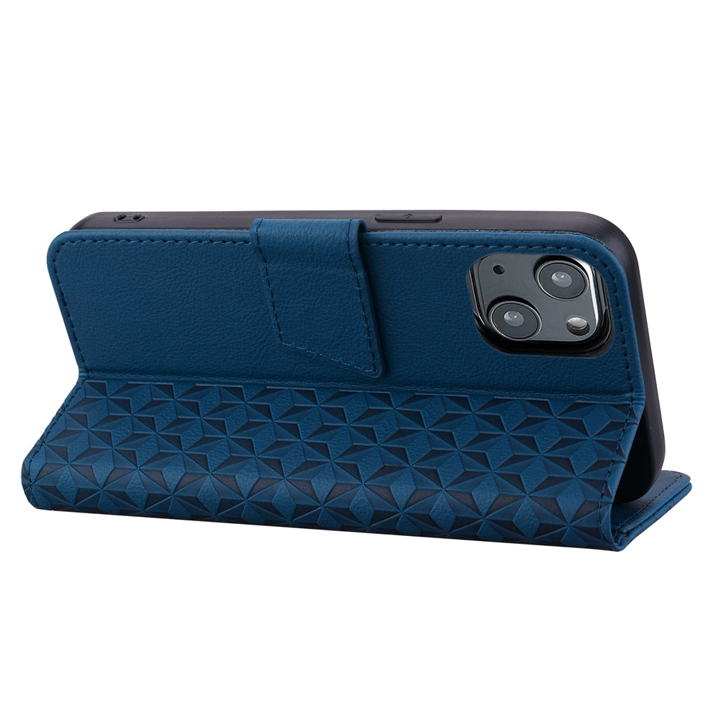 ELECTROPRIME For iPhone 15 Plus Business Diamond Buckle Leather Phone Case with Lanyard(Royal Blue)