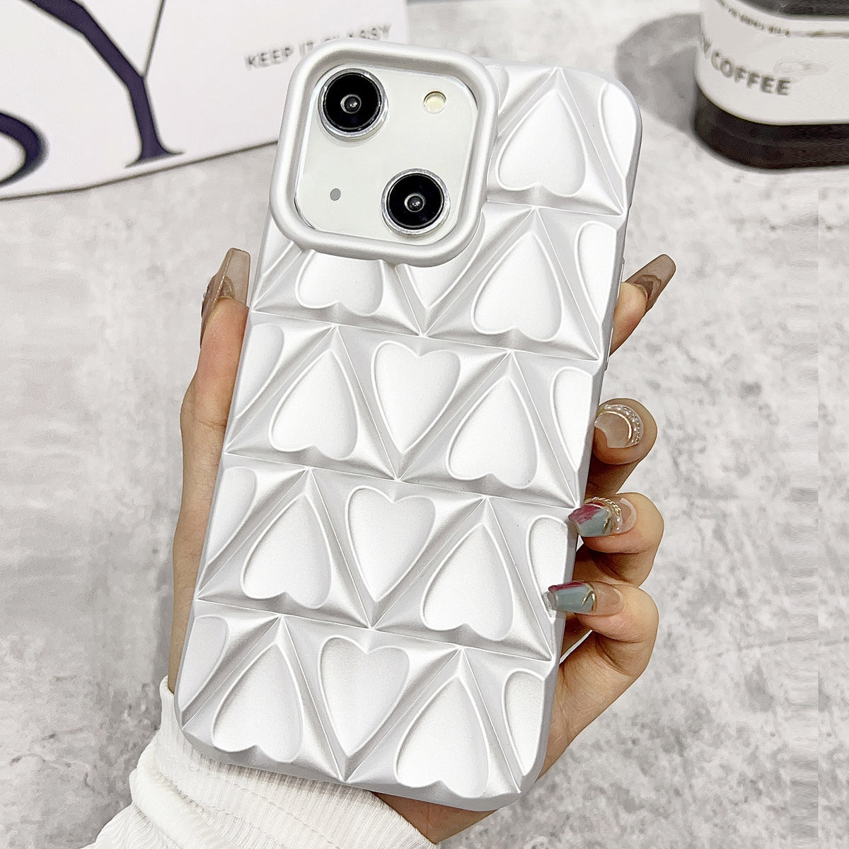 ELECTROPRIME For iPhone 15 Little Love Oil Spray Phone Case(White)