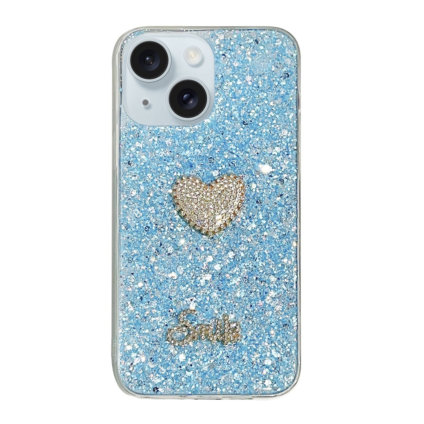ELECTROPRIME For iPhone 15 Starry Sequin Diamond Heart Epoxy TPU Phone Case(Blue)