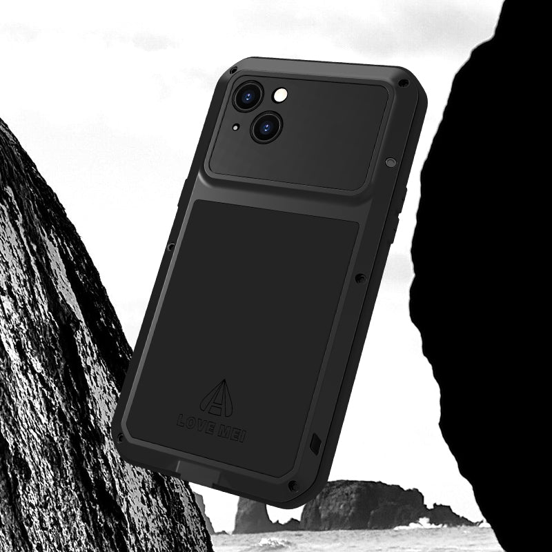 ELECTROPRIME For iPhone 15 Plus LOVE MEI Metal Shockproof Life Waterproof Dustproof Phone Case(Black)