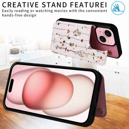 ELECTROPRIME For iPhone 15 Printed Double Buckle RFID Anti-theft Phone Case(Dried Flower World)