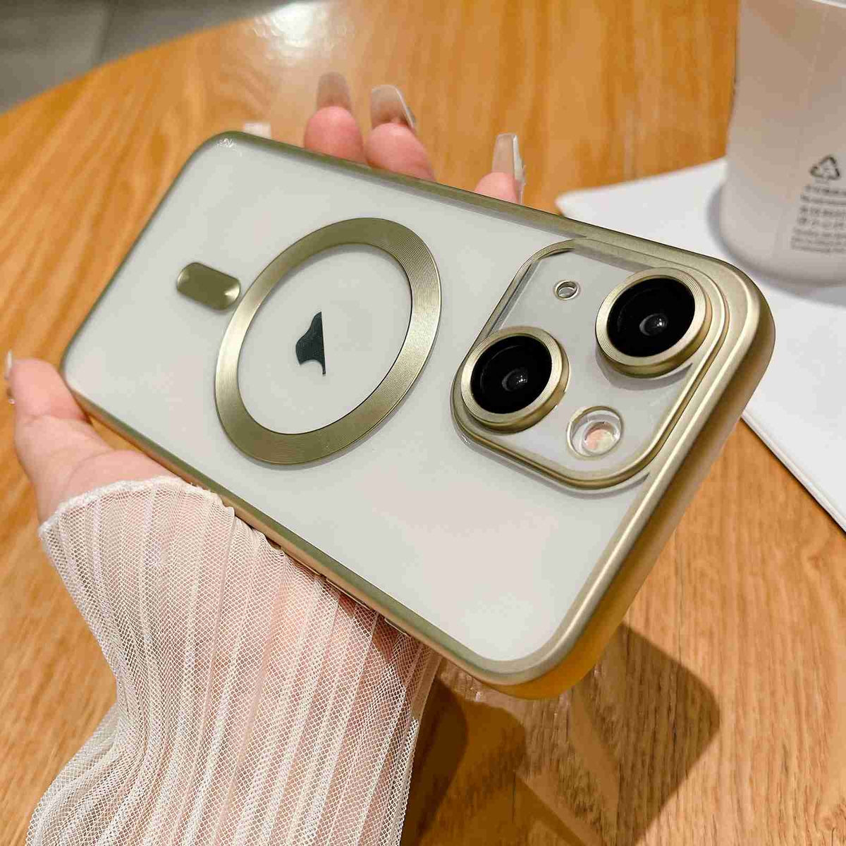 ELECTROPRIME For iPhone 15 Plus MagSafe Magnetic Frosted TPU Phone Case(Gold)