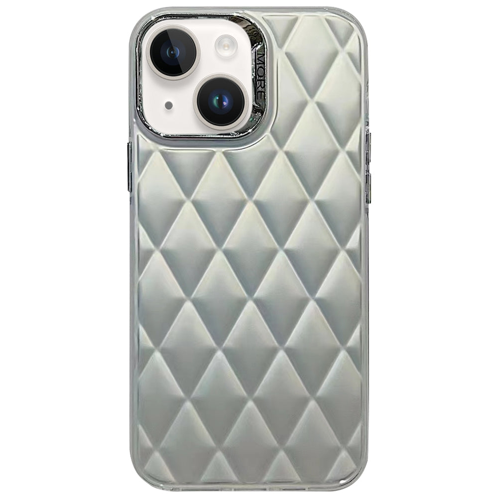 ELECTROPRIME For iPhone 15 3D Rhombus Electroplating TPU Hybrid PC Phone Case(Silver)
