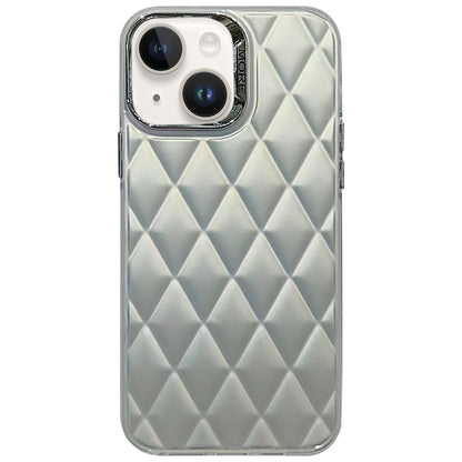 ELECTROPRIME For iPhone 15 3D Rhombus Electroplating TPU Hybrid PC Phone Case(Silver)