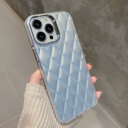 ELECTROPRIME For iPhone 15 3D Rhombus Electroplating TPU Hybrid PC Phone Case(Silver)