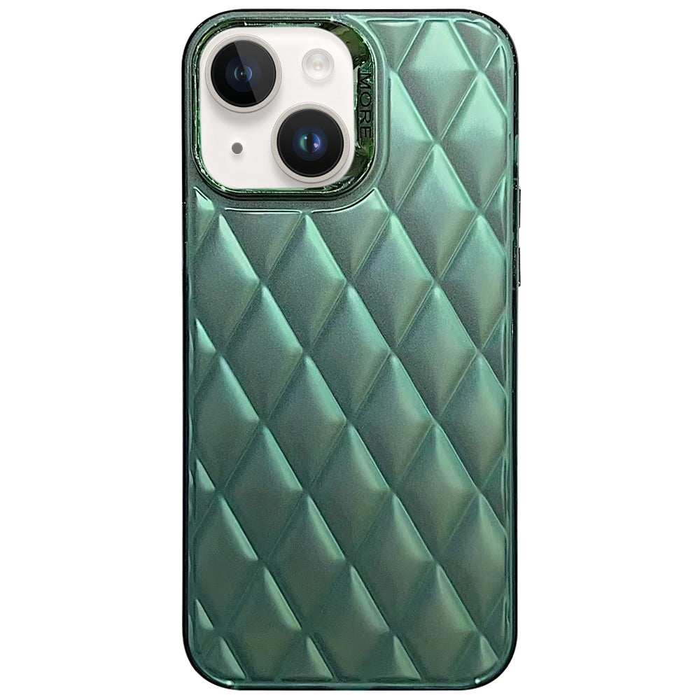 ELECTROPRIME For iPhone 15 3D Rhombus Electroplating TPU Hybrid PC Phone Case(Green)