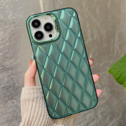 ELECTROPRIME For iPhone 15 3D Rhombus Electroplating TPU Hybrid PC Phone Case(Green)