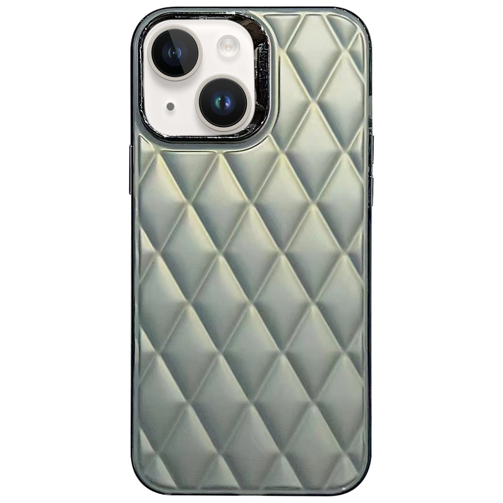 ELECTROPRIME For iPhone 15 3D Rhombus Electroplating TPU Hybrid PC Phone Case(Grey)