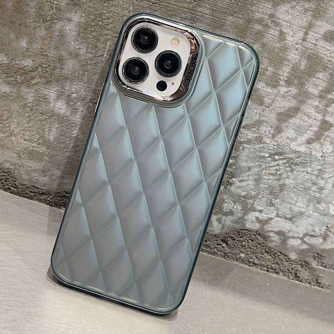 ELECTROPRIME For iPhone 15 3D Rhombus Electroplating TPU Hybrid PC Phone Case(Grey)