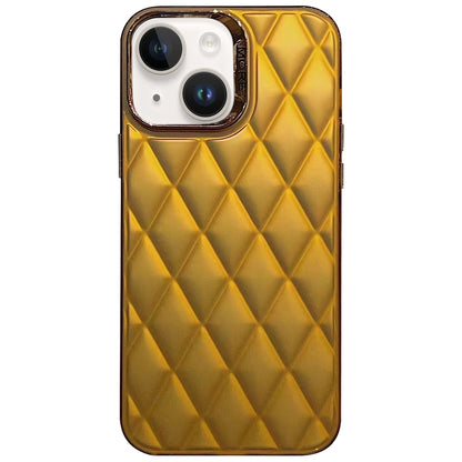 ELECTROPRIME For iPhone 15 3D Rhombus Electroplating TPU Hybrid PC Phone Case(Gold)