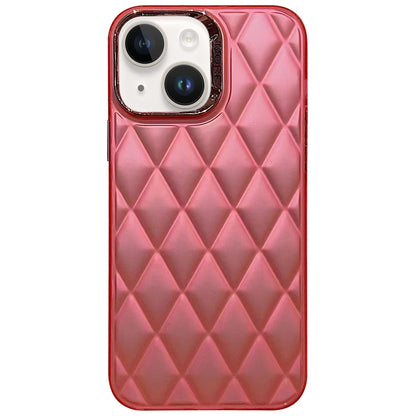 ELECTROPRIME For iPhone 15 3D Rhombus Electroplating TPU Hybrid PC Phone Case(Rose Red)