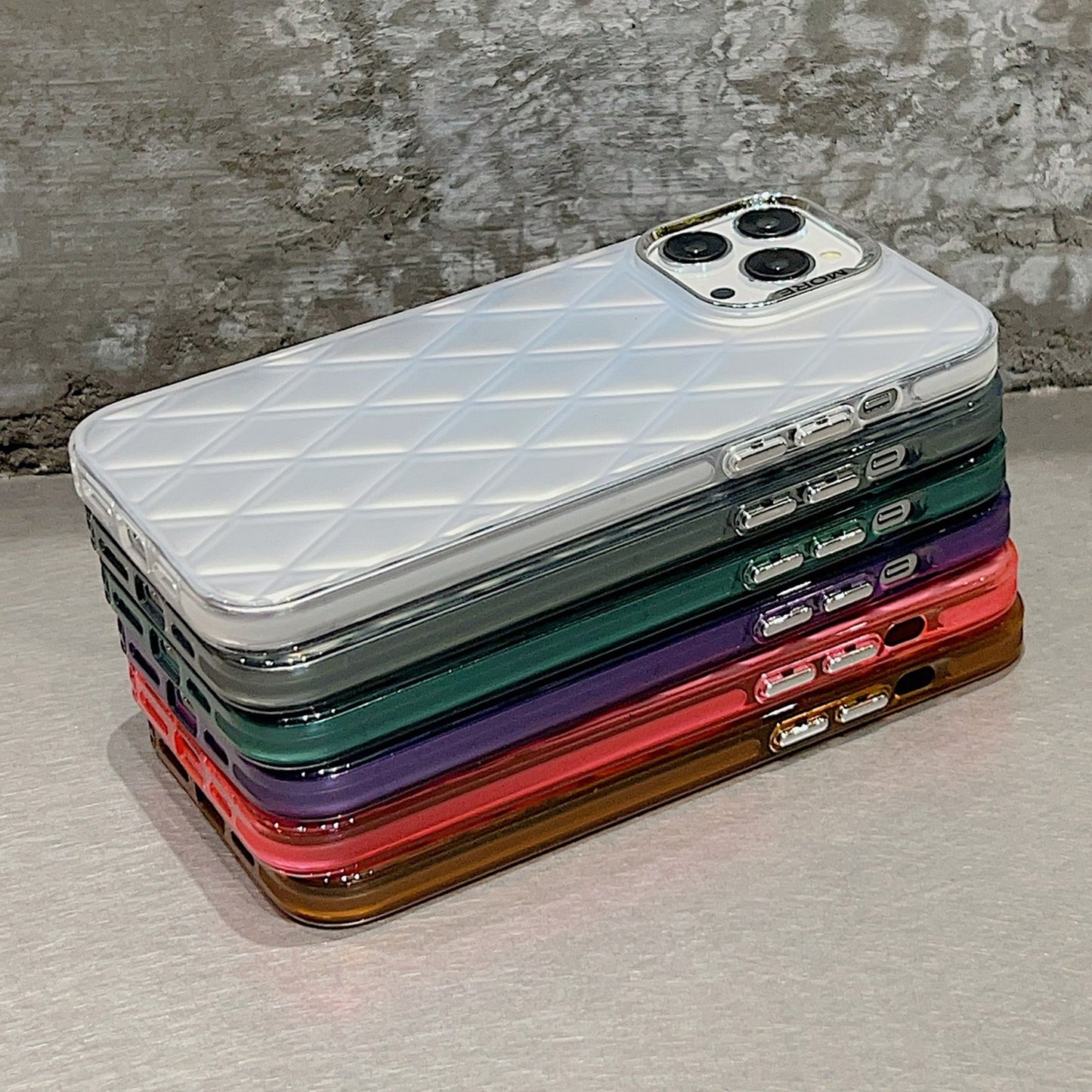 ELECTROPRIME For iPhone 15 3D Rhombus Electroplating TPU Hybrid PC Phone Case(Silver)