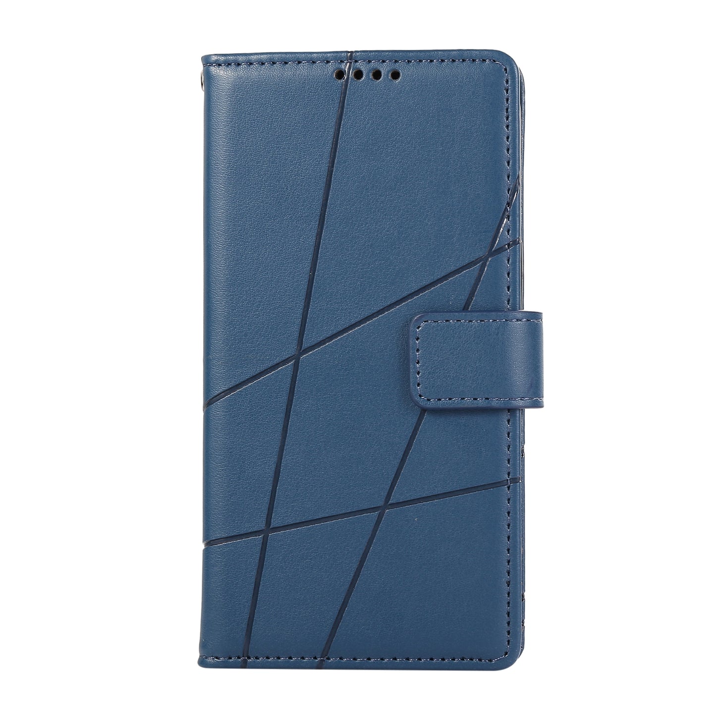 ELECTROPRIME For iPhone 15 PU Genuine Leather Texture Embossed Line Phone Case(Blue)