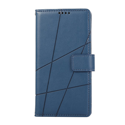 ELECTROPRIME For iPhone 15 PU Genuine Leather Texture Embossed Line Phone Case(Blue)