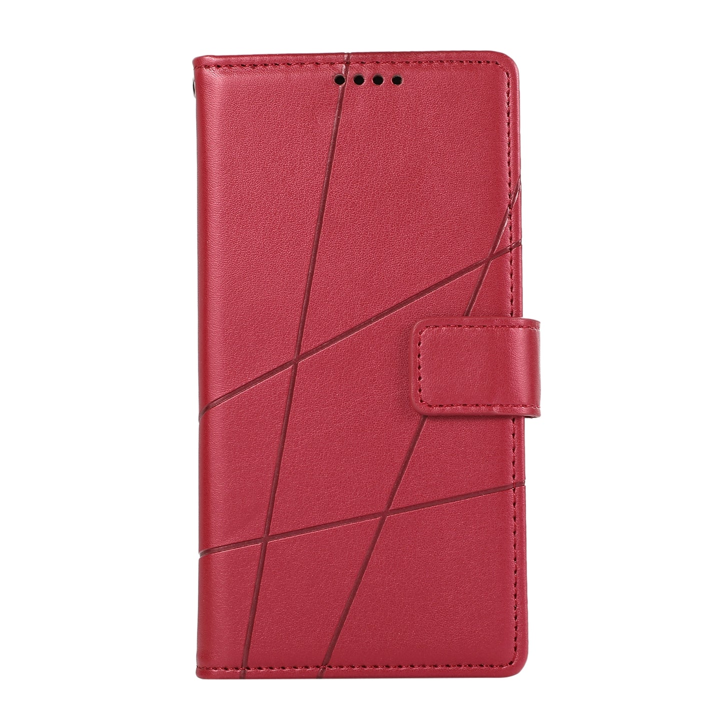 ELECTROPRIME For iPhone 15 PU Genuine Leather Texture Embossed Line Phone Case(Red)