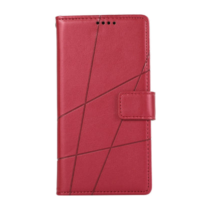 ELECTROPRIME For iPhone 15 PU Genuine Leather Texture Embossed Line Phone Case(Red)
