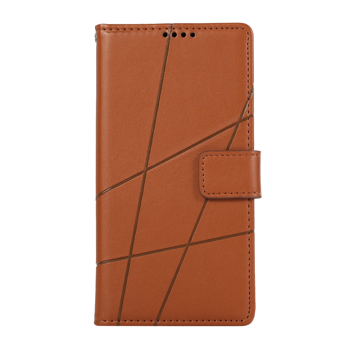 ELECTROPRIME For iPhone 15 PU Genuine Leather Texture Embossed Line Phone Case(Brown)
