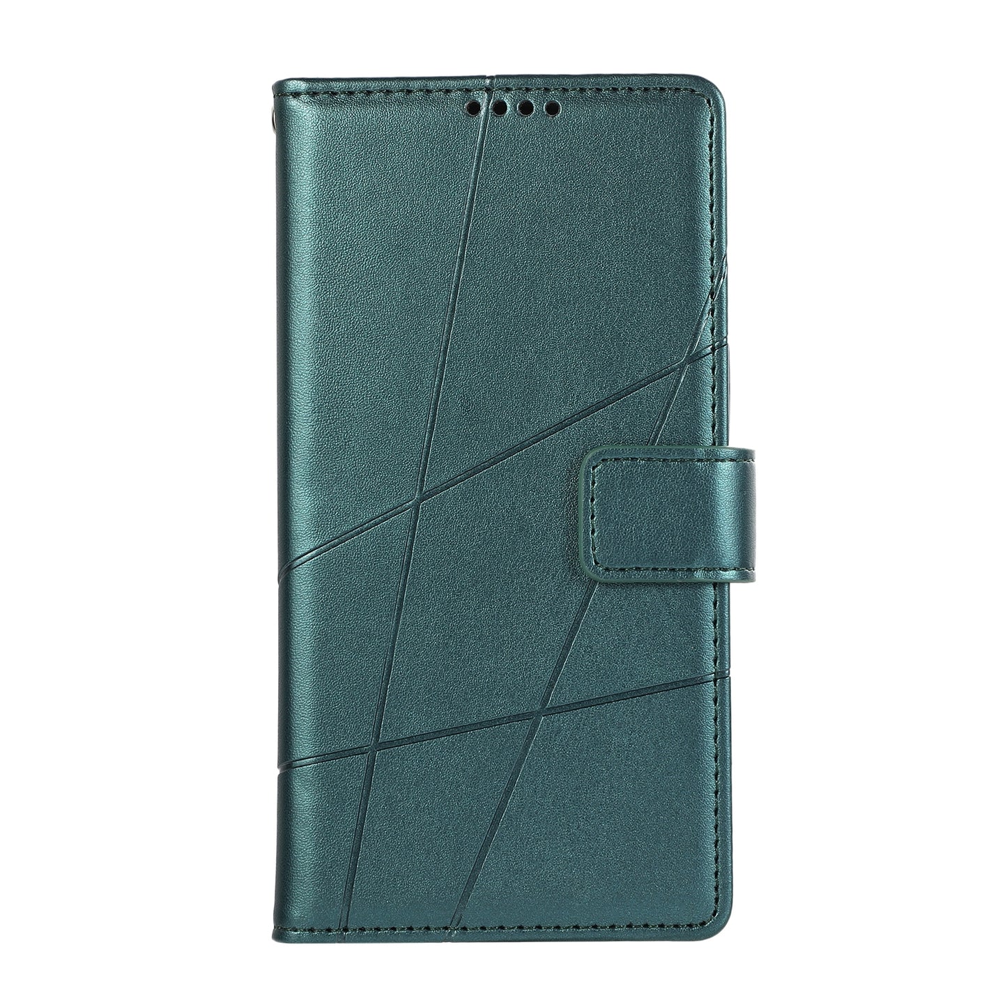 ELECTROPRIME For iPhone 15 PU Genuine Leather Texture Embossed Line Phone Case(Green)