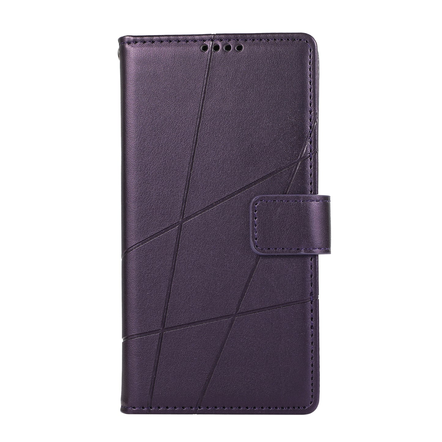 ELECTROPRIME For iPhone 15 PU Genuine Leather Texture Embossed Line Phone Case(Purple)