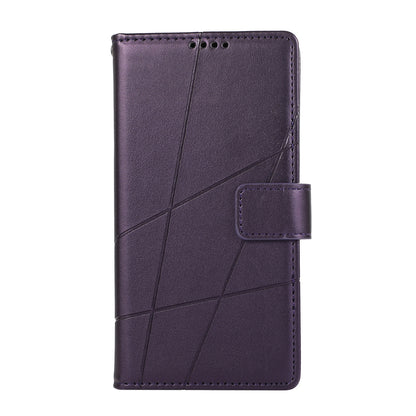 ELECTROPRIME For iPhone 15 PU Genuine Leather Texture Embossed Line Phone Case(Purple)
