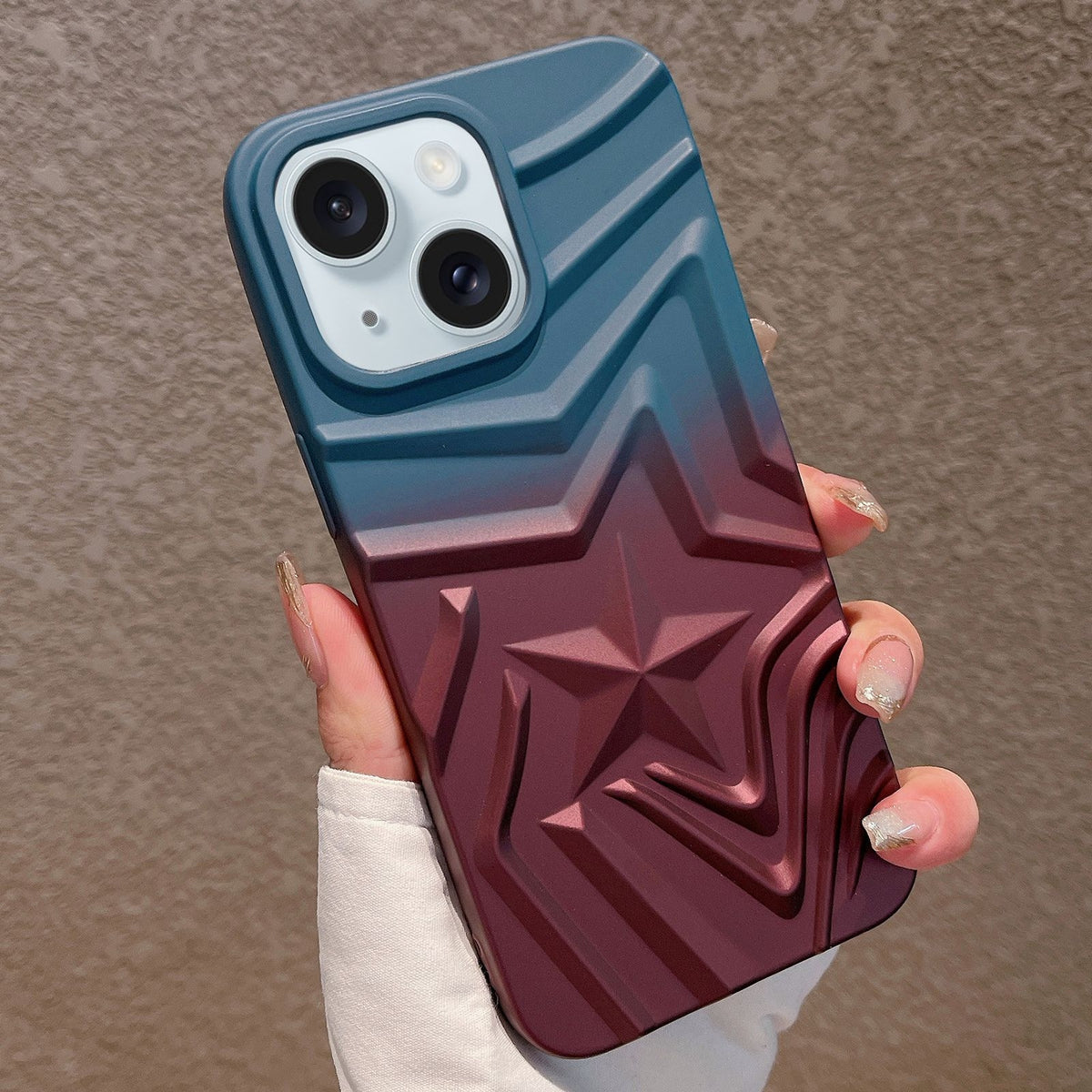 ELECTROPRIME For iPhone 15 Gradient Star TPU Phone Case(Blue Red)