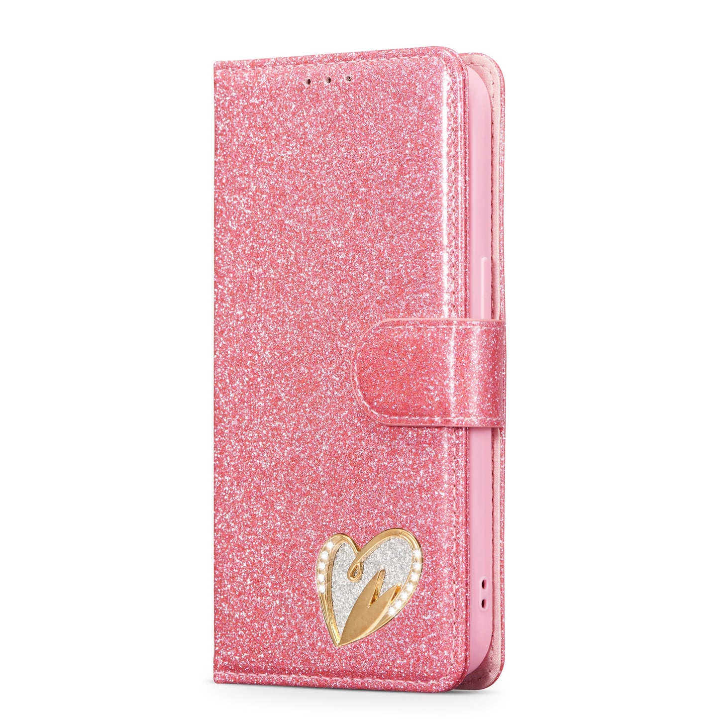 ELECTROPRIME For iPhone 15 Glitter Powder Love Leather Phone Case(Rose Red)