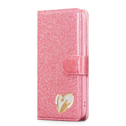 ELECTROPRIME For iPhone 15 Glitter Powder Love Leather Phone Case(Rose Red)