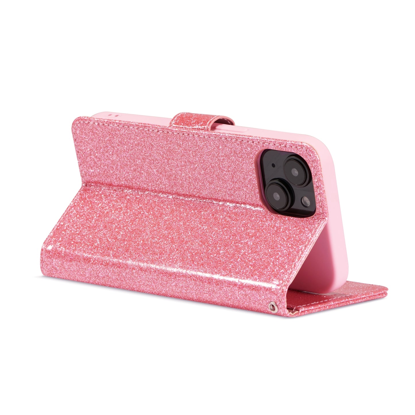 ELECTROPRIME For iPhone 15 Glitter Powder Love Leather Phone Case(Rose Red)