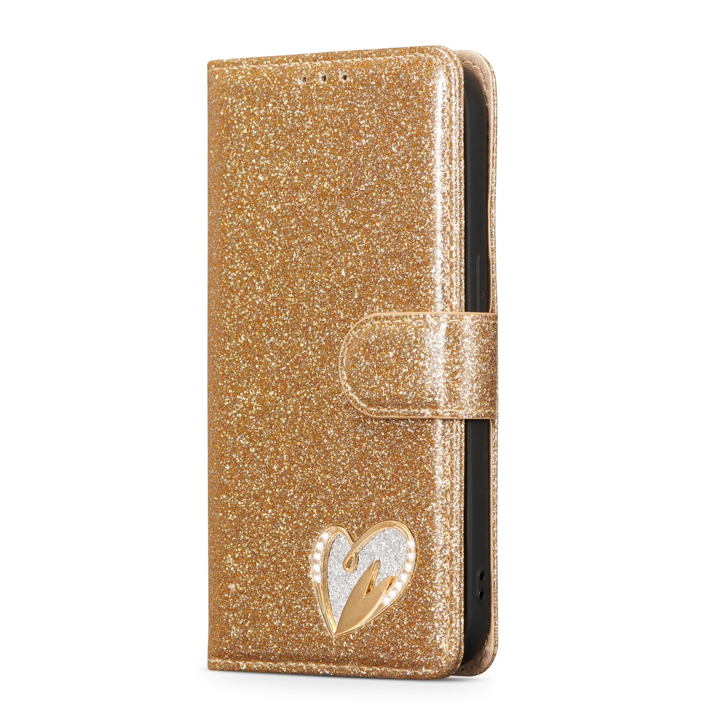 ELECTROPRIME For iPhone 15 Glitter Powder Love Leather Phone Case(Gold)