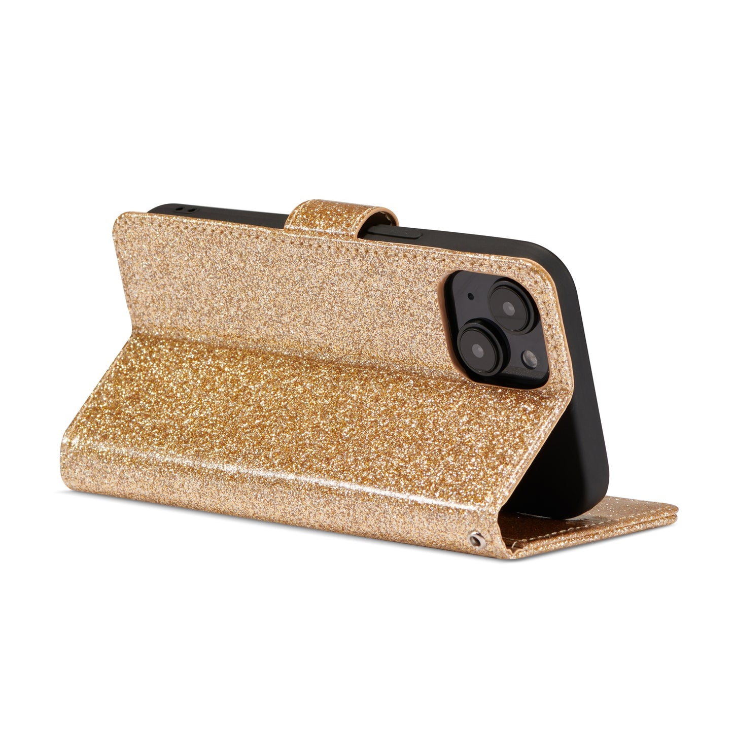 ELECTROPRIME For iPhone 15 Glitter Powder Love Leather Phone Case(Gold)