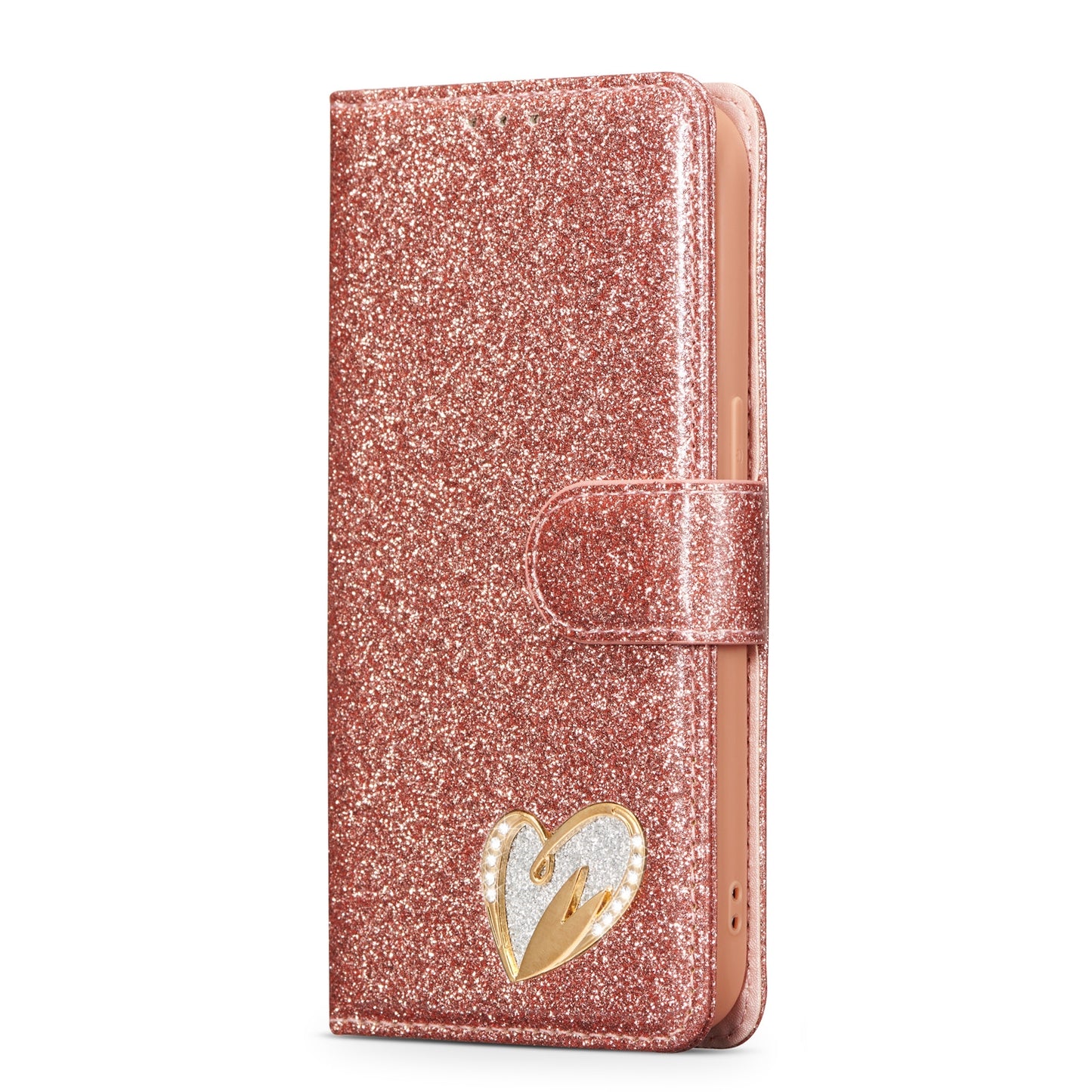 ELECTROPRIME For iPhone 15 Glitter Powder Love Leather Phone Case(Pink)