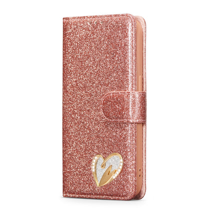 ELECTROPRIME For iPhone 15 Glitter Powder Love Leather Phone Case(Pink)