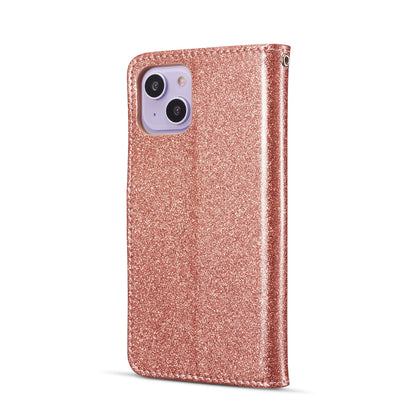 ELECTROPRIME For iPhone 15 Glitter Powder Butterfly Leather Phone Case(Rose Gold)