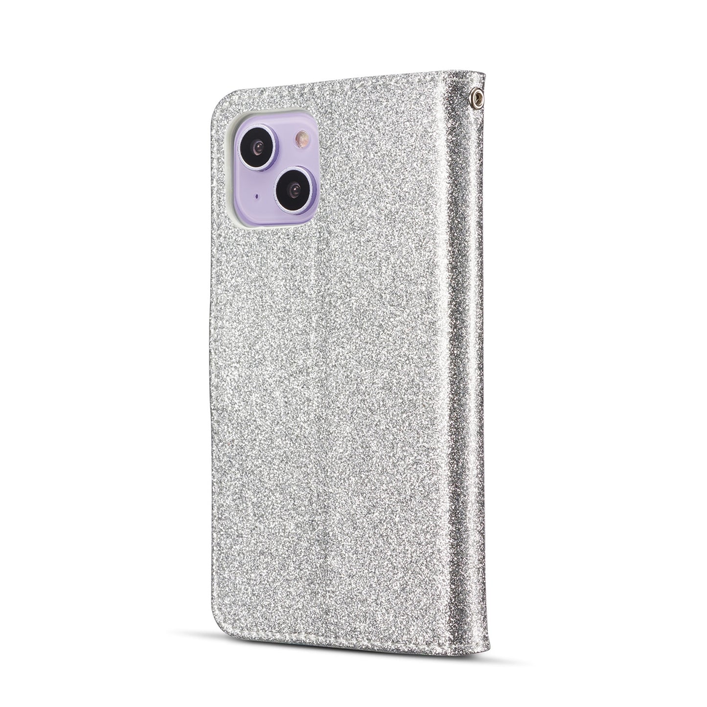 ELECTROPRIME For iPhone 15 Glitter Powder Butterfly Leather Phone Case(Silver)