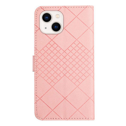 ELECTROPRIME For iPhone 15 Plus Rhombic Grid Texture Leather Phone Case(Pink)