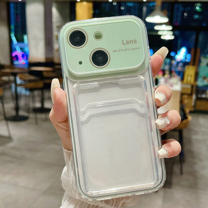 ELECTROPRIME For iPhone 15 Large Window PC Hybrid TPU Phone Case with Card Slot(Green)