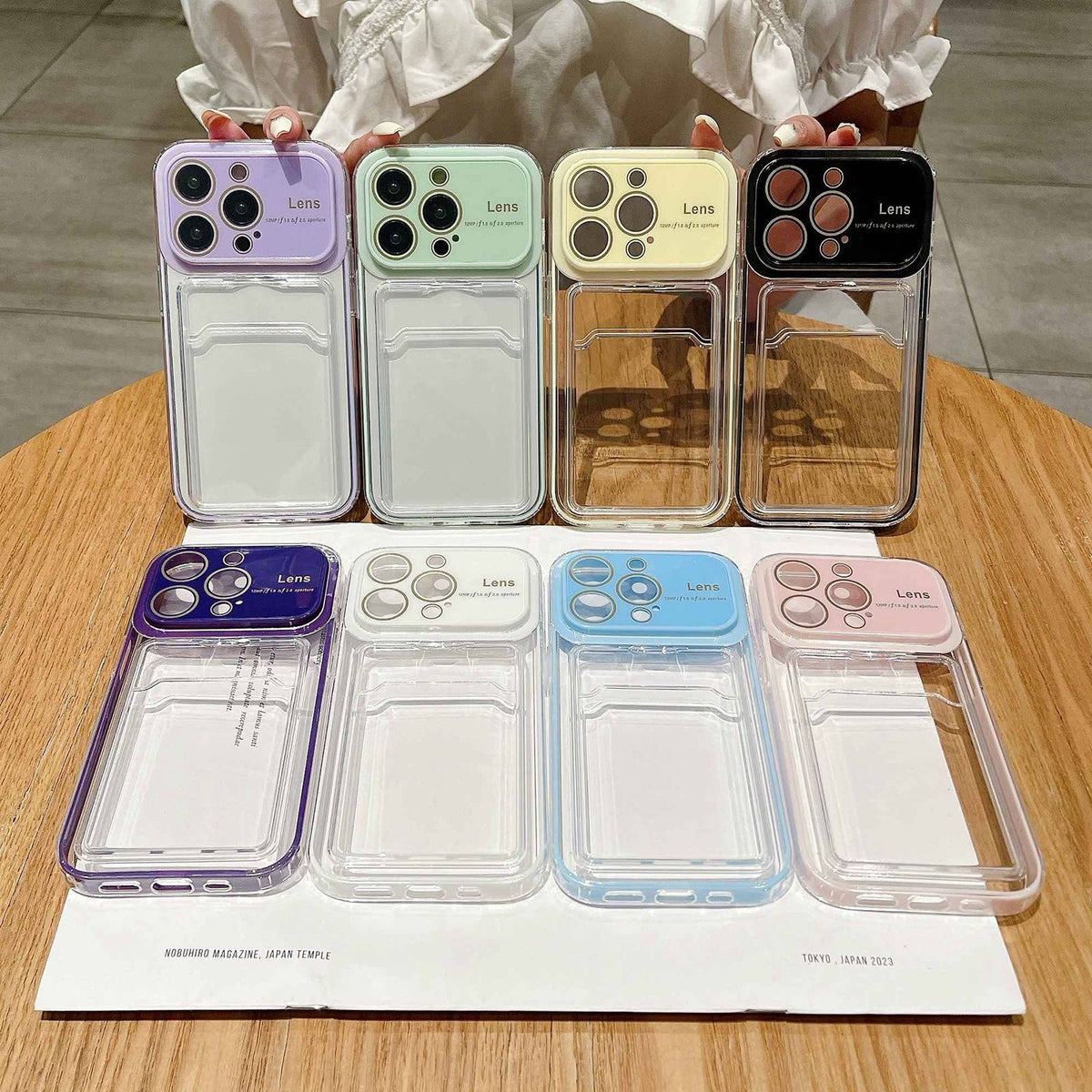 ELECTROPRIME For iPhone 15 Plus Large Window PC Hybrid TPU Phone Case with Card Slot(Light Purple)