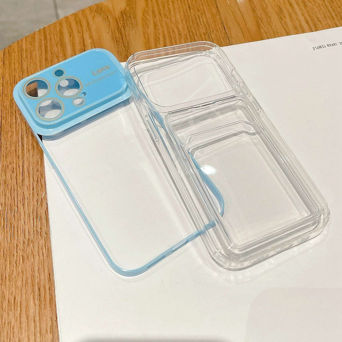 ELECTROPRIME For iPhone 15 Plus Large Window PC Hybrid TPU Phone Case with Card Slot(Light Purple)